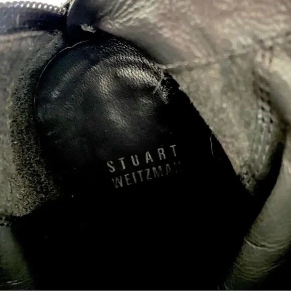 Stuart Weitzman Empire Black Suede Mid Calf High Heel Boots Sz 10 - Picture 8 of 12